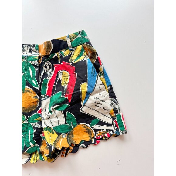 J CREW Postcard Fruit Print Cotton Poplin Scalloped Chino Shorts, Size 00 - Picture 3 of 10